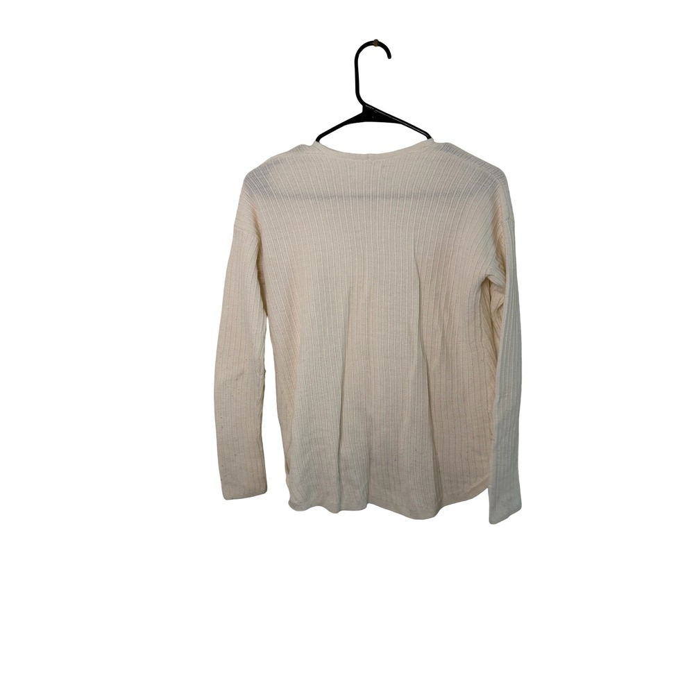 Hollister Womens Ribbed Surplice V-Neck Long Sleeve Wrap Sweater Cream Medium - Picture 4 of 4